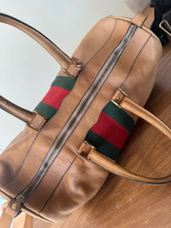 Vintage Gucci Leather Weekender Duffel Bag (project) - Picture 9 of 16
